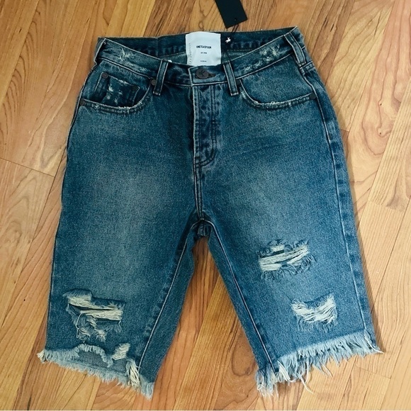One Teaspoon Bermuda Distressed Denim Shorts Size 26 Cutoff Beach Casual - Picture 3 of 8